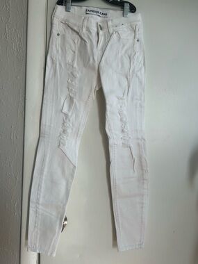 Express White Distressed Skinny Jeans
